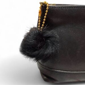 Handmade Upcycled Vintage Angora Pom Pom Bag Charm – Black